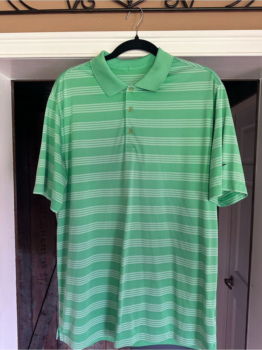 Men's Nike Green Striped Polo Shirt